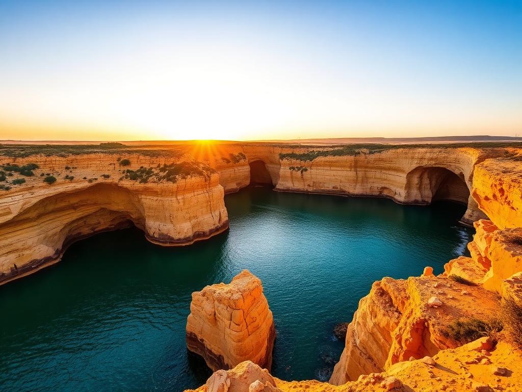 Stunning Algarve cliffs at sunset