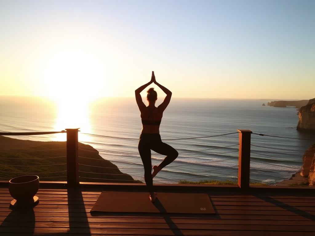 Morning yoga session overlooking the Algarve coast
